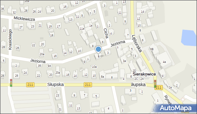 Sierakowice, Jeziorna, 5, mapa Sierakowice