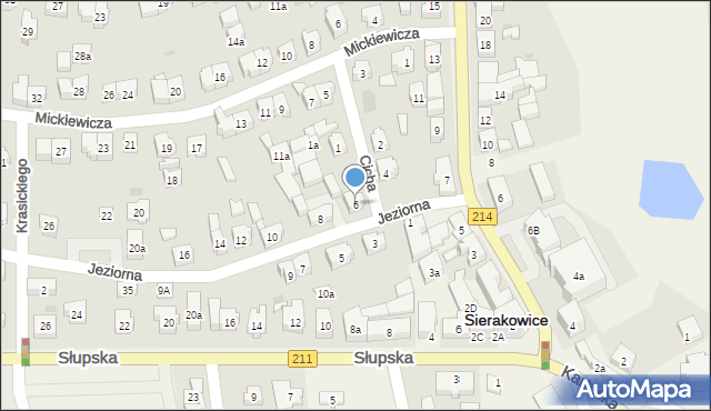 Sierakowice, Jeziorna, 6, mapa Sierakowice