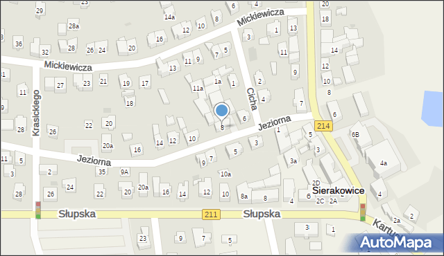 Sierakowice, Jeziorna, 8, mapa Sierakowice