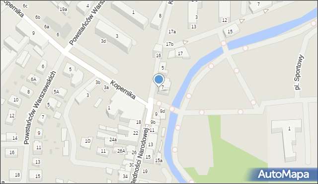 Sławno, Jedności Narodowej, 7B, mapa Sławno