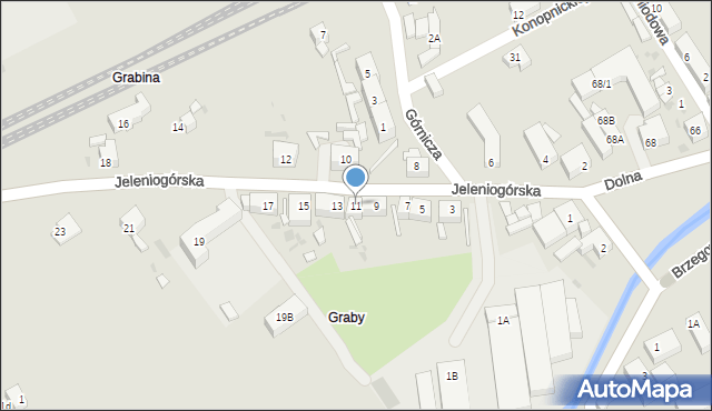 Strzegom, Jeleniogórska, 11, mapa Strzegom