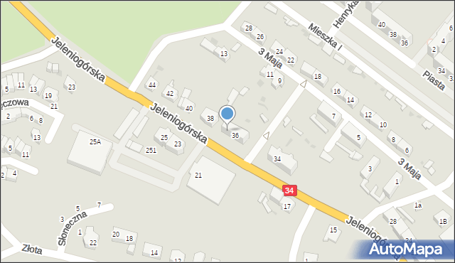 Świebodzice, Jeleniogórska, 36A, mapa Świebodzice