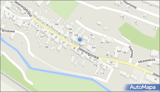 Świerzawa, Jeleniogórska, 36, mapa Świerzawa