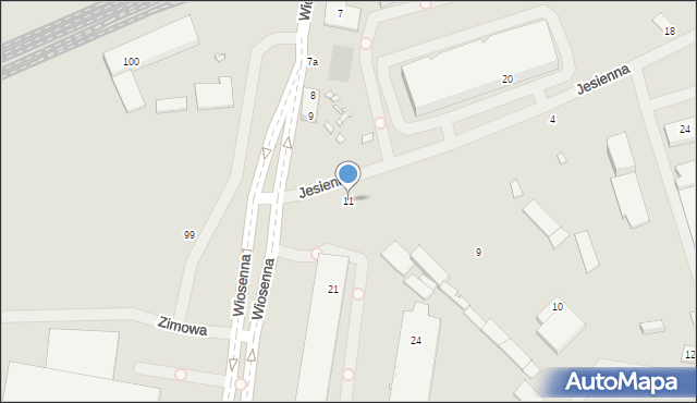 Szczecin, Jesienna, 11, mapa Szczecina