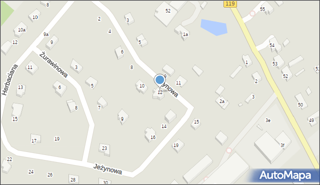 Szczecin, Jeżynowa, 12, mapa Szczecina