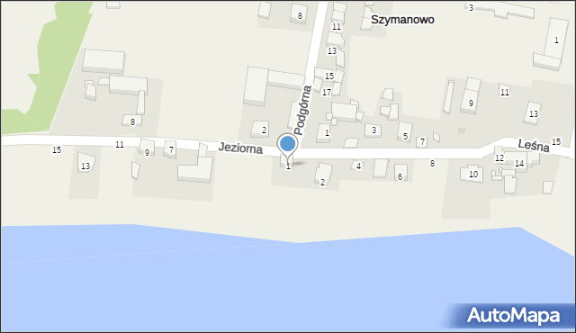 Szymanowo, Jeziorna, 1, mapa Szymanowo