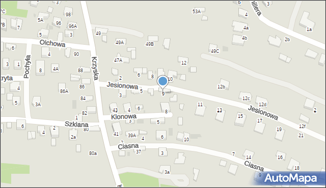 Tarnów, Jesionowa, 9, mapa Tarnów