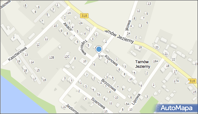 Tarnów Jezierny, Jeziorna, 3, mapa Tarnów Jezierny