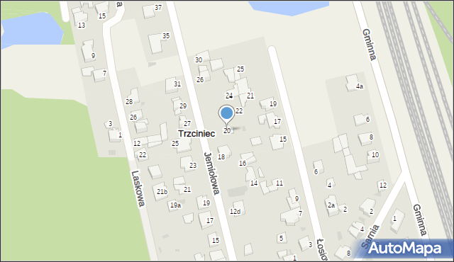 Trzciniec, Jemiołowa, 20, mapa Trzciniec