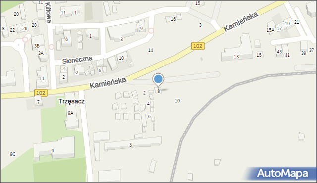 Trzęsacz, Jesionowa, 8, mapa Trzęsacz