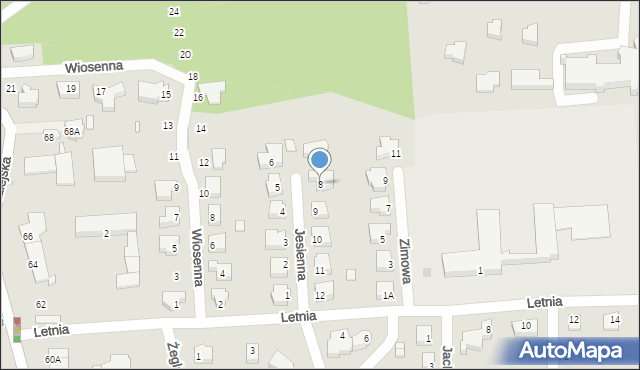 Wągrowiec, Jesienna, 8, mapa Wągrowiec