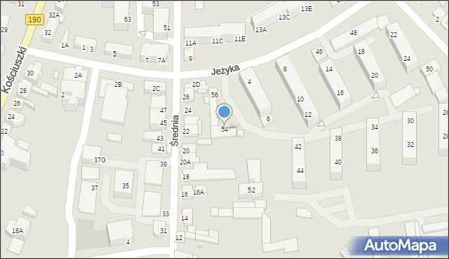 Wągrowiec, Jeżyka, 54, mapa Wągrowiec