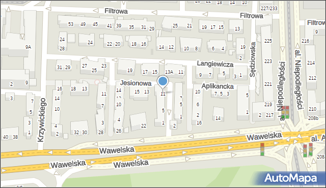 Warszawa, Jesionowa, 11, mapa Warszawy