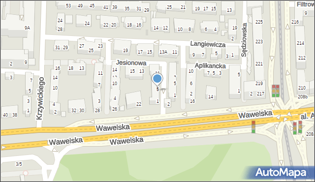 Warszawa, Jesionowa, 5, mapa Warszawy