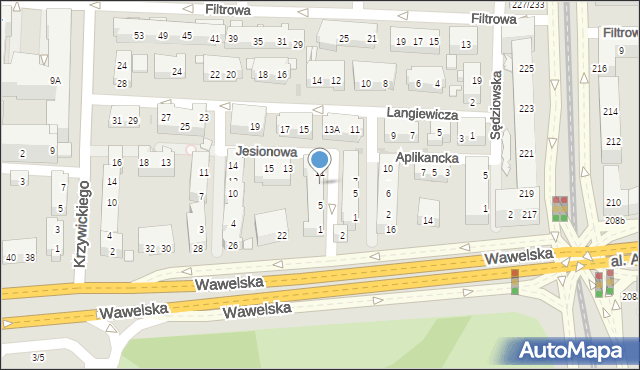 Warszawa, Jesionowa, 9, mapa Warszawy