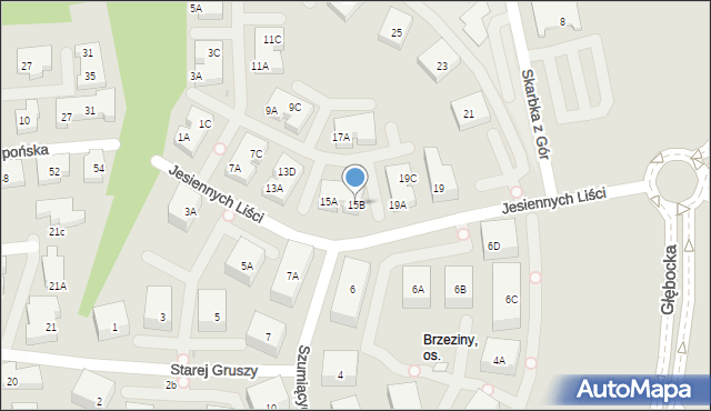 Warszawa, Jesiennych Liści, 15B, mapa Warszawy