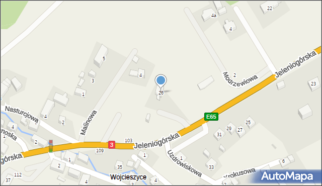 Wojcieszyce, Jeleniogórska, 26, mapa Wojcieszyce