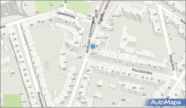 Wrocław, Jedności Narodowej, 107, mapa Wrocławia