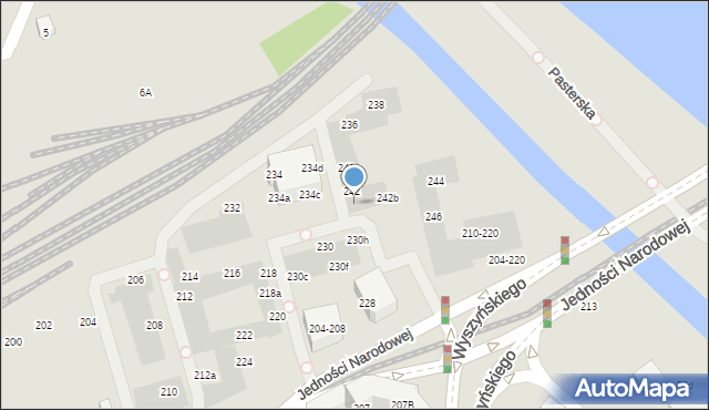 Wrocław, Jedności Narodowej, 242a, mapa Wrocławia