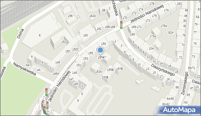 Wrocław, Jedności Narodowej, 157A, mapa Wrocławia