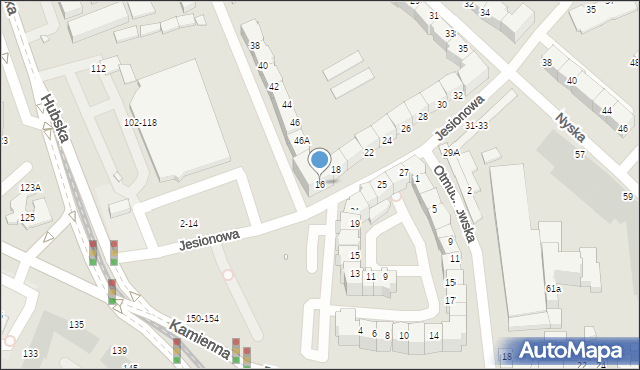 Wrocław, Jesionowa, 16, mapa Wrocławia