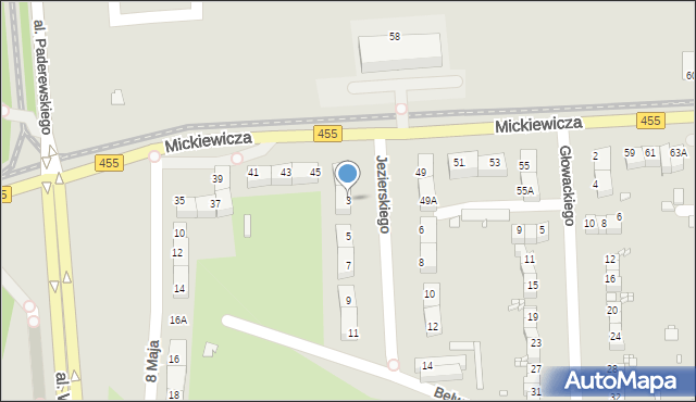 Wrocław, Jezierskiego Franciszka Salezego, ks., 3, mapa Wrocławia