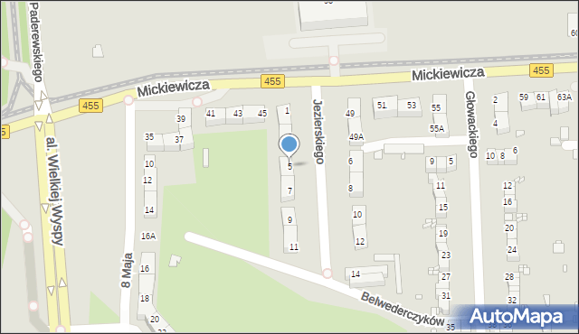 Wrocław, Jezierskiego Franciszka Salezego, ks., 5, mapa Wrocławia