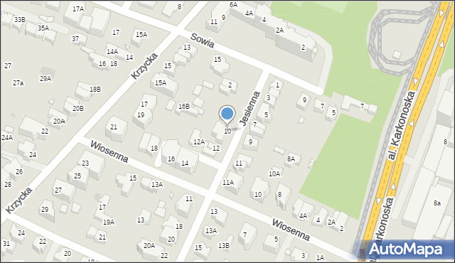 Wrocław, Jesienna, 10, mapa Wrocławia