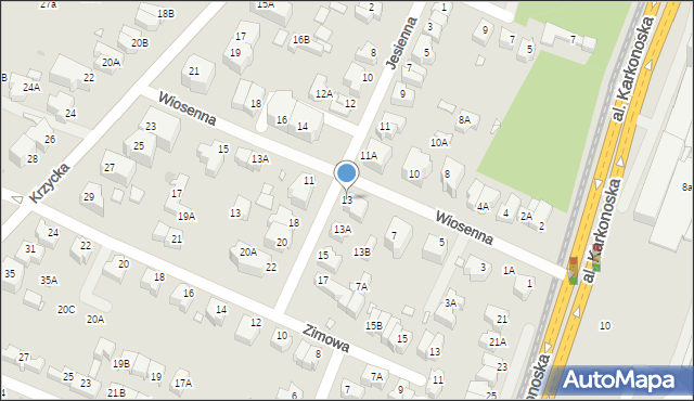 Wrocław, Jesienna, 13, mapa Wrocławia