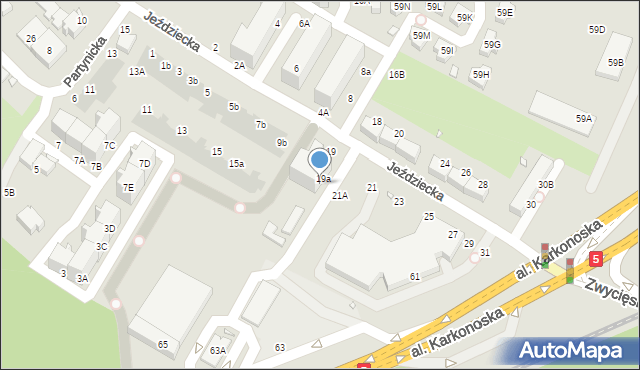 Wrocław, Jeździecka, 19b, mapa Wrocławia