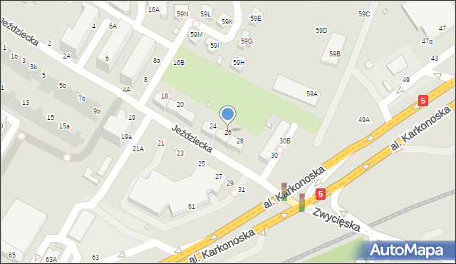 Wrocław, Jeździecka, 26, mapa Wrocławia