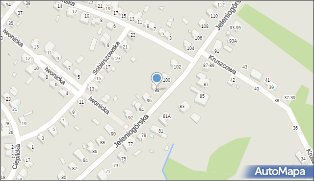 Wrocław, Jeleniogórska, 98, mapa Wrocławia