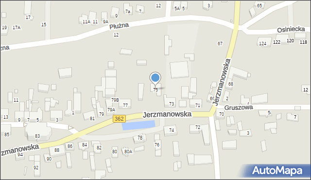 Wrocław, Jerzmanowska, 75, mapa Wrocławia