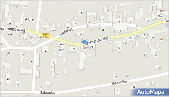 Wrocław, Jerzmanowska, 98, mapa Wrocławia