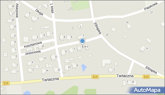 Zalewo, Jesionowa, 5, mapa Zalewo