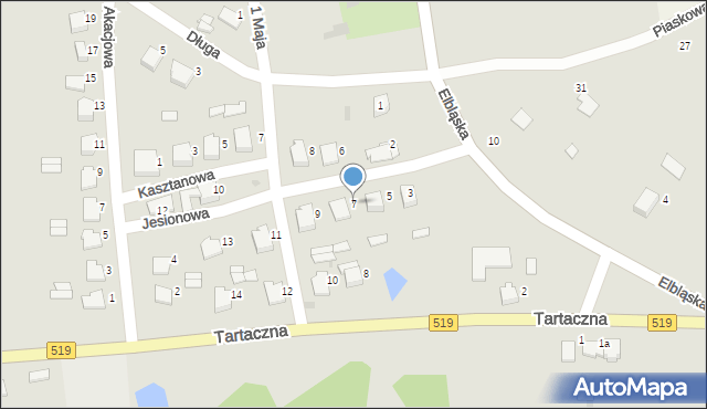 Zalewo, Jesionowa, 7, mapa Zalewo