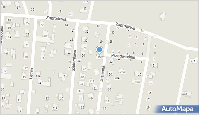 Zamość, Jesienna, 15, mapa Zamościa