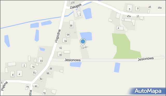 Zawadówka, Jesionowa, 1, mapa Zawadówka