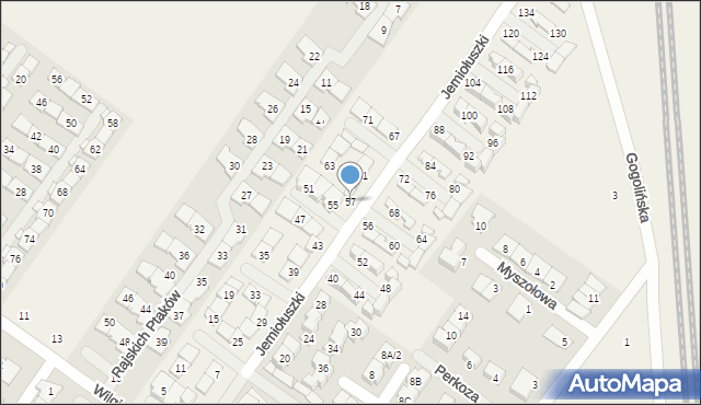 Zgorzała, Jemiołuszki, 57, mapa Zgorzała