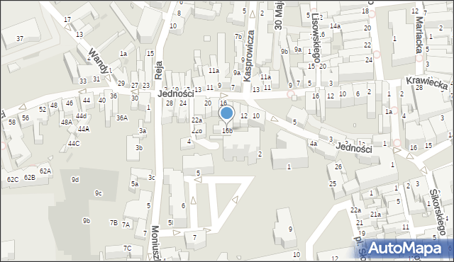 Zielona Góra, Jedności, 16b, mapa Zielona Góra