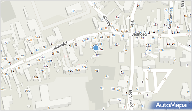Zielona Góra, Jedności, 44C, mapa Zielona Góra