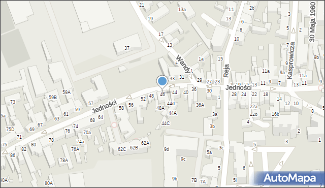 Zielona Góra, Jedności, 46, mapa Zielona Góra