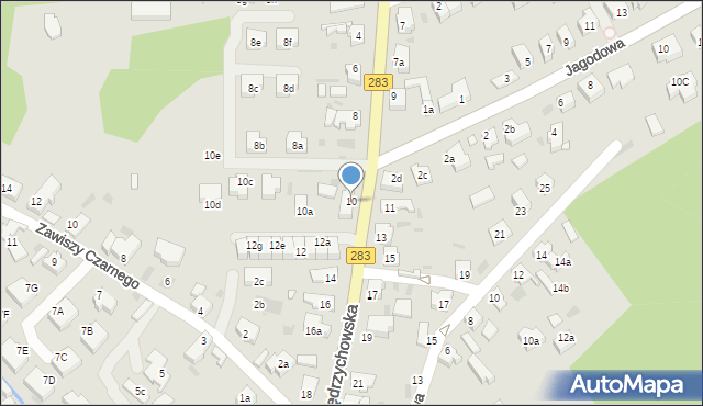 Zielona Góra, Jędrzychowska, 10, mapa Zielona Góra