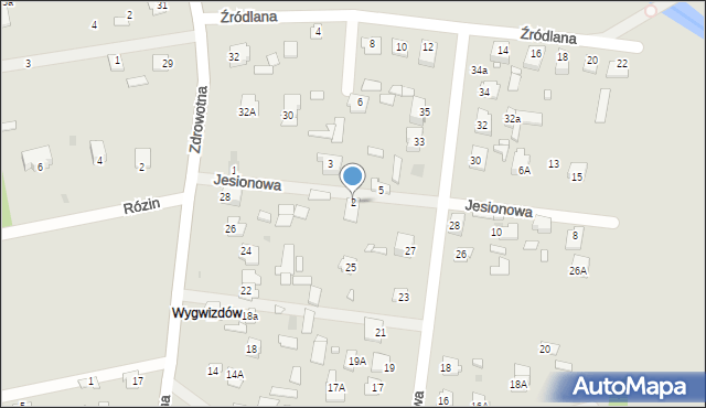 Zwierzyniec, Jesionowa, 2, mapa Zwierzyniec