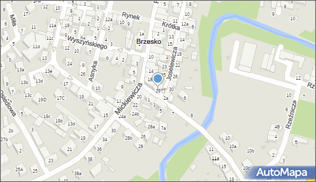 Brzesko, Joselewicza Berka, płk., 29, mapa Brzesko