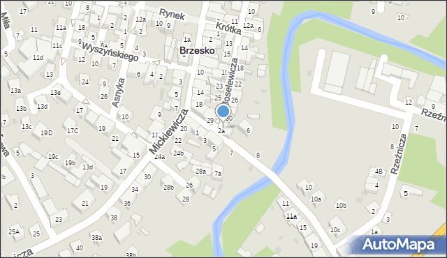 Brzesko, Joselewicza Berka, płk., 32, mapa Brzesko