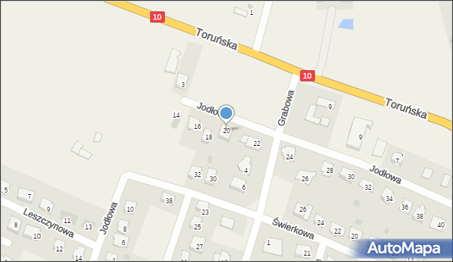 Brzozówka, Jodłowa, 20, mapa Brzozówka