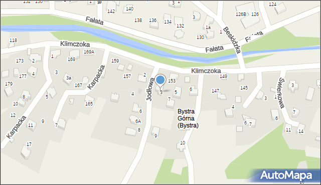 Bystra, Jodłowa, 3, mapa Bystra