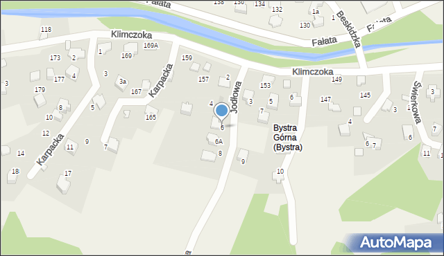 Bystra, Jodłowa, 6, mapa Bystra