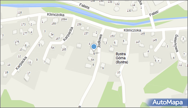 Bystra, Jodłowa, 6, mapa Bystra